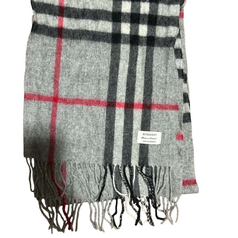 Burberry Grey Cashmere Plaid Scarf Made In Scotland Nova Check